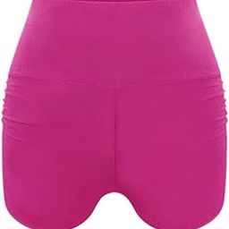 CALANDIS™ Women High Waist Yoga Shorts Sport Running Workout Tummy Control Rose Red XL | Shorts | Womens Clothing-image-21