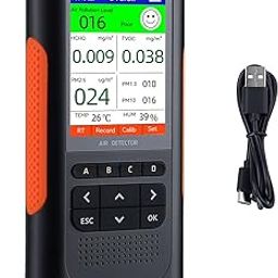 INKBIRD Air Quality Monitor Upgraded Portable Air Detector Meter Air Pollution Level Tester HCHO TVOC PM2.5/1.0/10 Temperature and Humidity Detector 8-in-1AQI Tester Air Quality Test for Home Office-4