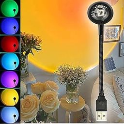 Tnglov USB Sunset Projection Light Lamp | Color Changing Small Lights | Home Decor Lightning Lamp | Room Spot Lights for Parties | 360° Rotation Romantic Sunlight for Bedroom-4