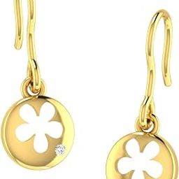 18KT Yellow Gold Diamond Drop Earrings for Women-image-70