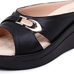 Women's Fashion Sandal, Faux Leather, Comfortable and Stylish Wedges| Soft Cushion Footbed For Women & Girls | For Casual Wear & Formal Wear Occasions 2.5 inches heel-image-53