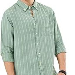 Men Casual Shirt | Regular Fit Full Sleeve Button-Down Collar Striped Design | Premium 100% Linen & Breathable Fabric for Everyday & Semi-Formal Wear-picture-24