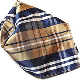 Navy Brown White Plaid Design Men's Hankerchief Pocket Square Hanky-image-5