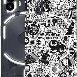 AtOdds - Nothing Phone 2 - Mobile Back Skin Sticker - Lamination - Rear Screen Guard Protector Film Wrap (Coverage - Back+Camera+Sides) (Design -B&W Graffiti)-picture-16