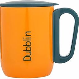 DUBBLIN Polo Stainless Steel Unbreakable Tea Coffee Mug Double Wall with Handle and Lid, Wide Mouth Mug Keeps Beverages Hot & Cold 220 ML Orange-image-24