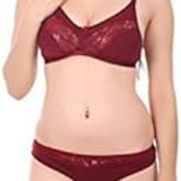 Cotton Maroon Hosiery Bra & Boy Shorts Set For Women Size 30-image-53