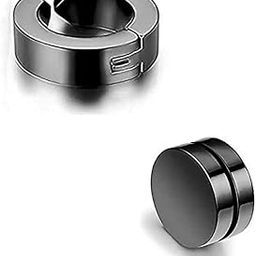 Black, Metal Non-Piercing Earrings Combo for 1 Pieces Stainless Steel Stud and 1 Pieces Magnetic Earrings for Men | Women - Pack of 2-image-23