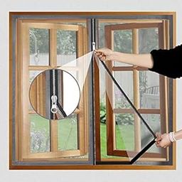 LifeKrafts Pre-Stitched Zipper Window Mosquito Net Premium Edition. 120 GSM Fiberglass Net & Strong Self Adhesive Hook Tape. Height 90cms X Width 120cms (35x47 inches or 3x4 feet)-Grey-image-11