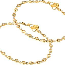 Graceful Gold Plated Chain Anklet With Star White Stone Studded Payal Anklet For Women & Girls (Pack of 2)-image-73