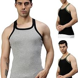 Men's Pack Of 3 Pure Cotton Gym Regular Fit Vest-image-1