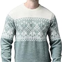Woodland Men’s Green Printed High Neck Wool Pullover – Full Sleeve Winter Sweater for Men-image-2