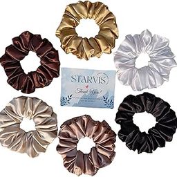 Satin Scrunchies For Women and Girls Fluffy 6 Dark color Set, Hair Band for Women,Scrunchy Silk hair ties,Rubber Band,Large Scurnchies, Scrunchie Gift Set for Girls, Women, Mom, Sister-image-95