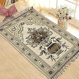 Weavers Villa Prayer Mat/Aasan/Meditation Mat/Multipurpose Velvet Rug Mats [Size: 70cm X 110cm]-26