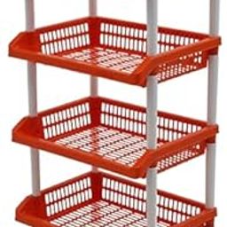 4-Layers Multipurpose Fold-able Red Storage Basket-image-17