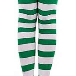 FABLOFT® Green White Striped Thigh High Socks for Costume Party | Comfortable Long Socks for Women & Men | Versatile Design for Daily Wear & Fun Events-image-16