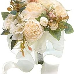 UJEAVETTE Wedding Bouquets for Bride Bridal Wedding Throw Bouquet for Wedding Ceremony White-58