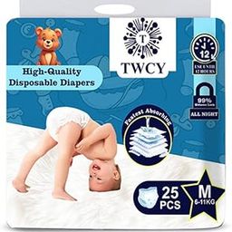 TWCY Complete Comfort Wonder Pants | Pant Style Baby Diapers | India's Fastest Absorbing Diaper, Patented Dry Xpert Channel, Ideal for 6 to 11 Kgs (white, M, 25, count)-image-49