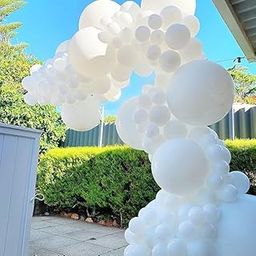 MPS MY PARTY SUPPLIERS® 50pcs White Latex Balloons, Orange Black white Party Balloons for Anniversary Baby Shower Birthday Wedding Decoration Photoshoot Balloons (50pcs white)-image-2