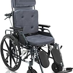 KosmoCare Crest Series Aluminium Recliner Light Foldable Wheelchair with Frame | Wheel chairs for old people | Recliner Wheel chair | Manual Mobility Aid Comfortable 18" wide seat |-image-56