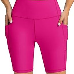 Women's 7" High Waisted Swim Shorts with Side Pockets UPF50+ Board Swimsuit Shorts for Women Bathing Suit Bottoms-image-45