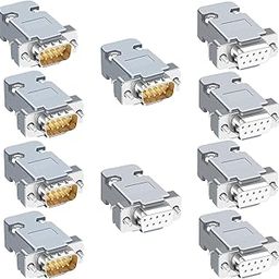 PriEnt - 10PCS DB9 Male Female RS232 D-SUB Serial Solder Cup Connectors Kit, Gold Plated Joints RS232 Serial Solder Type Port 9 Pin D Sub Couplers, Strain Relief Grommet and Screws, 5 pair-picture-26