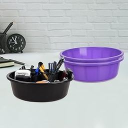 Homestic Pack of 3 Desk Organizer | Stationery Organizer | Multipurpose Storage Organizer | Office Supplies for Pen-Pencil-Staplers | Desktop Organizer | 6 LTR | Purple & Black-image-76