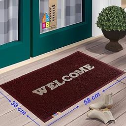 AMRO Beautility Needs Door Mat for Home Heavy Quality PVC Anti Skid Welcome Floor Mat (Brown) 15 X 23 Inches-image-11