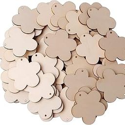 Cliths Pack of 50 pcs Unfinished Wooden Flower Slices, Wooden Slices Flower Shape, Wooden Flower Shaped Hanging Cutouts. (4 inch x 4 inch) (3 Inch x 3 Inch)-picture-14