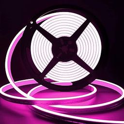 One94Store 16.4Feet Long with 12V Adaptor LED Neon Strip Rope Lights,Flat Silicone Neon Rope Light Flexible Cuttable String, IP65 Waterproof Neon LED Strips for Indoor Outdoor Decoration (Pink)-5