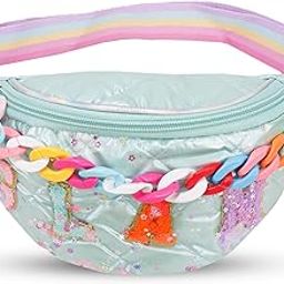 Holographic Waist Bag Pouch Crossbody Bag Glitter Fluffy Glam Purse Cute Shoulder Bag Coin Purse Cute Girl Messenger Girl Child Tote Wallet Flash Kids Crossbody Bag (Sea Green)-image-57