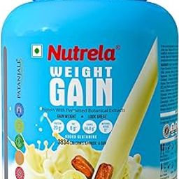 Nutrela Weight Gainer Powder - 2kg, Banana Flavour | 20g Protein, 66.8 Carbs, 13 Vitamins & 12 Minerals with Khandsari Sugar | Ideal for Athlete, Men, Women & Kids above 10 Year-image-120