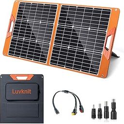 Luvknit 100 Watt Portable Solar Panel For Power Station, Foldable 100W Solar Panel For Camping Hiking Off-Grid Living, Monocrystalline Folding Panel Solar With 5V Usb 18V Dc Output(Black)-image-33