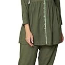 Women's Olive Green embroidered Co-ord Set | Co-ord Set With Pant And Top-picture-34