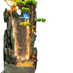 Royal Fountain Tall Inspired Indoor LED Water Fountain with Illuminated Waterfall, Bonsai Tree, Golden Ring Light & Deer Figurines Ideal for Living Room, Vastu Or Meditation Decor (Pack of 1)-image-51