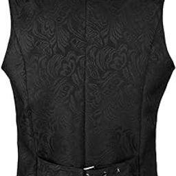 MenS Medieval Jacquard Waistcoat Steampunk Slim Fit Dress Vest Xl Black-image-56