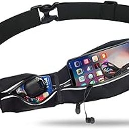 Slim Running Belt Fanny Pack for Women Men, Runners Phone Holder Gift Jogging Pouch Workout Waist Belt, Money Belt Running Gear Accessories – For All Cell Phones, Black, One Size, Running Money Belt-image-82