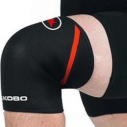 KOBO 7 mm Knee Cap Compression Support Knee Sleeves for Powerlifting Gym Squats Running Sports Workout (Material: Neoprene & Spandex) (1 Piece)-10