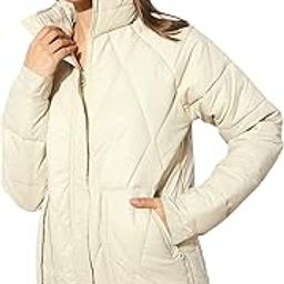 Beige High Neck Diamond Quilt Puffer Jacket-image-67