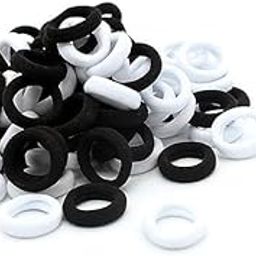 Mini Hair Elastics, 100 Pack Multicolour Ponytail Holders, Small Rubber Bands for Kids and Women (BLACK & WHITE)-image-111