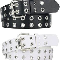 Leather Waist Belt Punk Rock Grommet Belt for Jeans Party Body Jewelry Accessories for Women and Girls Combo Pack of 2 Black & White Size 28-image-18