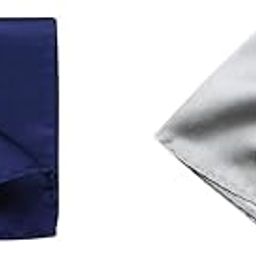 Men's Pocket Square Set – Navy Blue & Silver (Pack of 2) | 10x10 inch Satin Handkerchief for Sherwani, Suit, Blazer & Tuxedo-picture-18