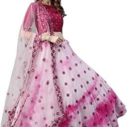 Women's Gerogette Semi Stitched White Lehenga Choli-image-27