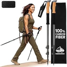 WindWarrior Carbon Pro Trekking Poles – Ultra-Light, Durable, Adjustable Hiking Poles for Men & Women – Telescopic Walking Sticks – Includes Travel Bag & Accessories-image-6