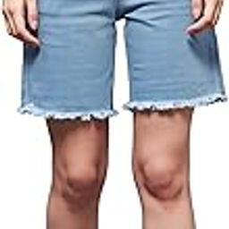 Women's Regular Length High Rise Clean Look Above Knee Stretchable Denim Shorts-image-46