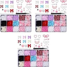 MAYCREATE® 1000 PCS Nail Charms Flatback Pearls Set Multi Colors Bows Assorted Pearl Resin Decor for Art DIY Decorations-image-94