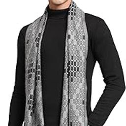 Ravaiyaa - Attitude is everything Men's Geometric Pattern Casual Muffler Winter Wool Long Scarf 72"x14" Inch (Grey)-30