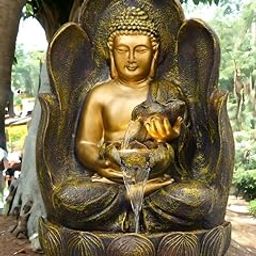 SEPBORN Buddha Statue Fountain with Water Flow, Copper, 90 cm with LED Lights Water Pump-image-19