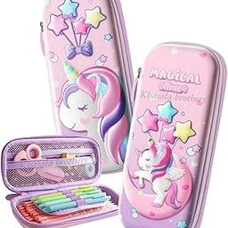 M2K HUB® Premium Stylish Pencil Pouch for Kids - Compass School Stationery Box, Pen Holder Bag (Multicolor) (Pink)-image-26