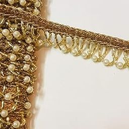 Eerafashionicing Golden Pearl And Beads Lace 9 Meter For Dresses, Crafts, Home Decor-image-20