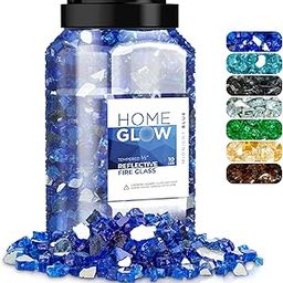 HOMEGLOW Fire Glass. Blue 1/2 inch. Reflective Tempered Rocks for Propane or Gas Firepit or Fireplace. 10 Pounds.-image-74